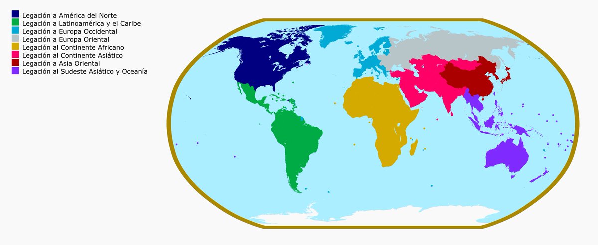 Mapa de las legaciones a cargo del Ministerio Imperial de Relaciones Exteriores.