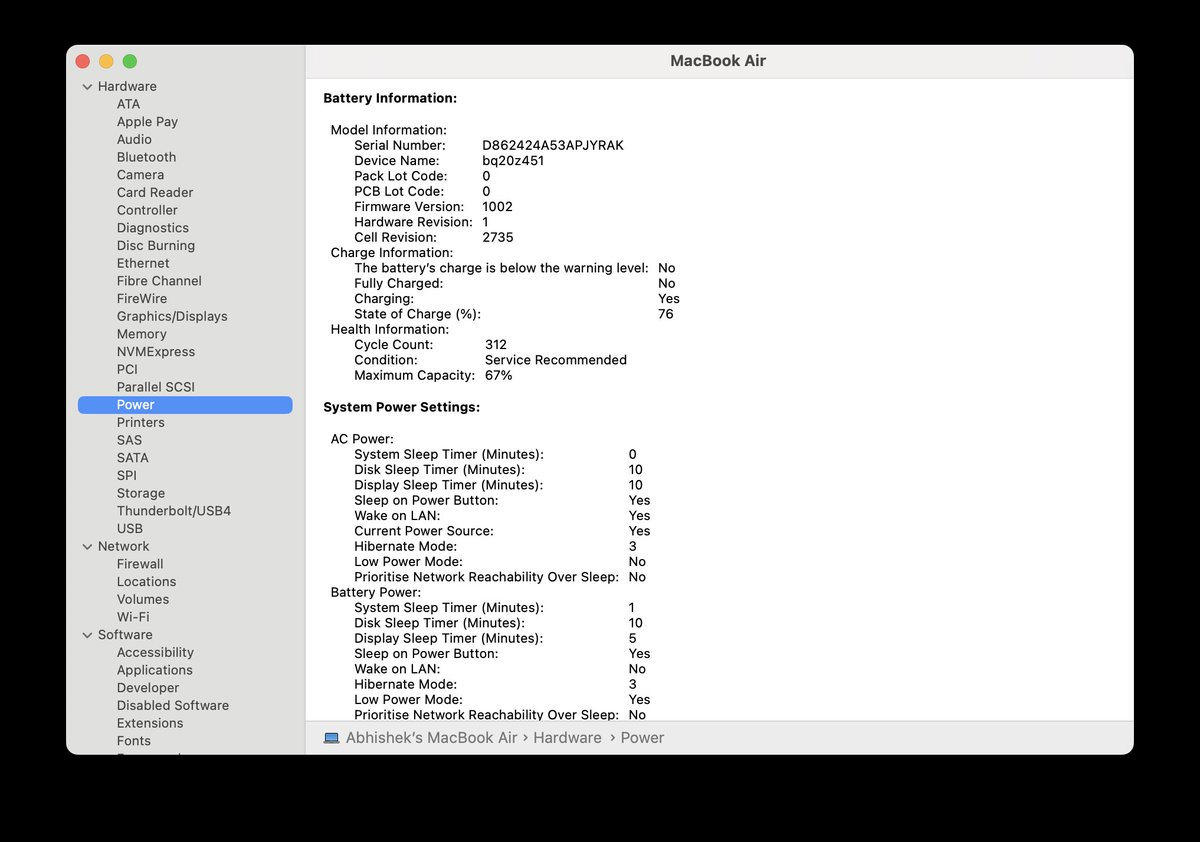 abhishek kumar (@abhi_click_) on Twitter photo Facing issues with my MacBook Air M1 (2020) after updating to macOS Sequoia (15.0.1). Battery health dropped from 86% to 70% in just 10 days, . Cycle count only 312.  Anyone else experiencing this? #macossequoia #AppleSupport #macOS #MacBookAirM1  <a href="/AppleSupport/">Apple Support</a> <a href="/Apple/">Apple</a> Facing issues with my MacBook Air M1 (2020) after updating to macOS Sequoia (15.0.1). Battery health dropped from 86% to 70% in just 10 days, . Cycle count only 312.  Anyone else experiencing this? #macossequoia #AppleSupport #macOS #MacBookAirM1  <a href="/AppleSupport/">Apple Support</a> <a href="/Apple/">Apple</a>