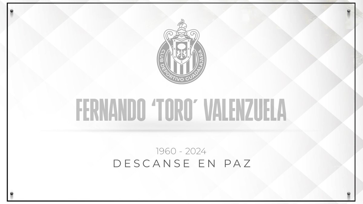 El Club Deportivo Guadalajara lamenta profundamente el sensible fallecimiento de Fernando 'el Toro' Valenzuela, gran leyenda del deporte mexicano.

Nos unimos a la comunidad beisbolera, familiares y amigos en estos difíciles momentos.
