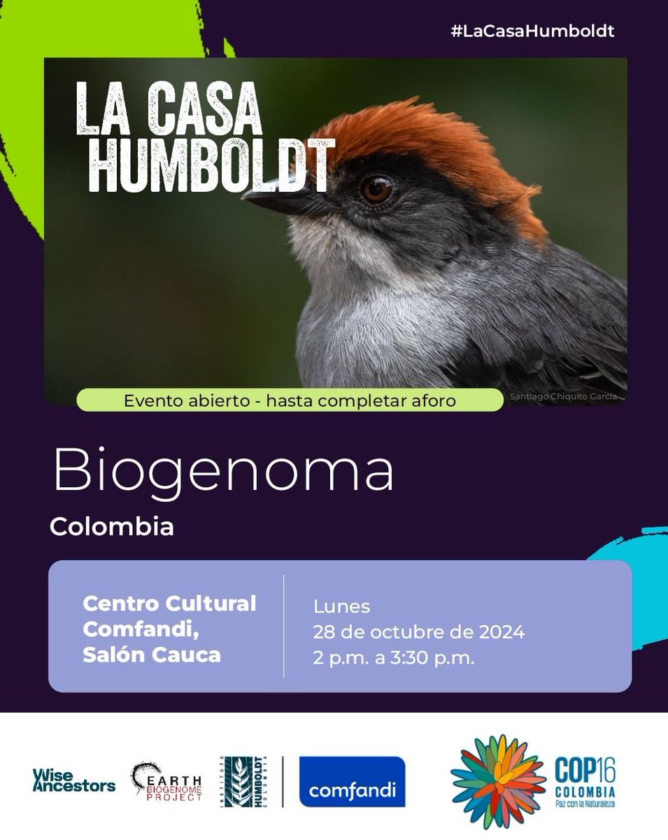 Wise_Ancestors's tweet image. #COP16Colombia! You're invited to join us &amp;amp; @inst_humboldt on 10/28 at #LaCasaHumboldt! Learn how the #genomic revolution is creating unprecedented opportunities to strengthen #biodiversity conservation. This event is free &amp;amp; open to the public. Learn more: linkedin.com/events/biogeno…