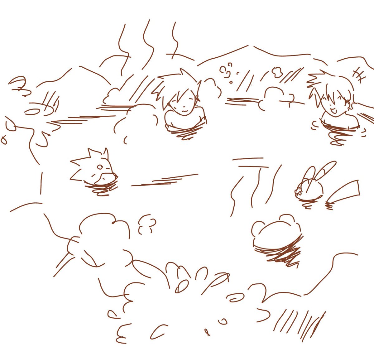 somehow i finished day 2 before day 1.

ANYWAYS day 2 of #reguriweek2024 , mt. silver! this prompt makes more sense with gameverse (；ﾟДﾟ)

red wanted to train up at the peak, but blue got too cold and they went to the hot springs afterwards C:
#pokespe