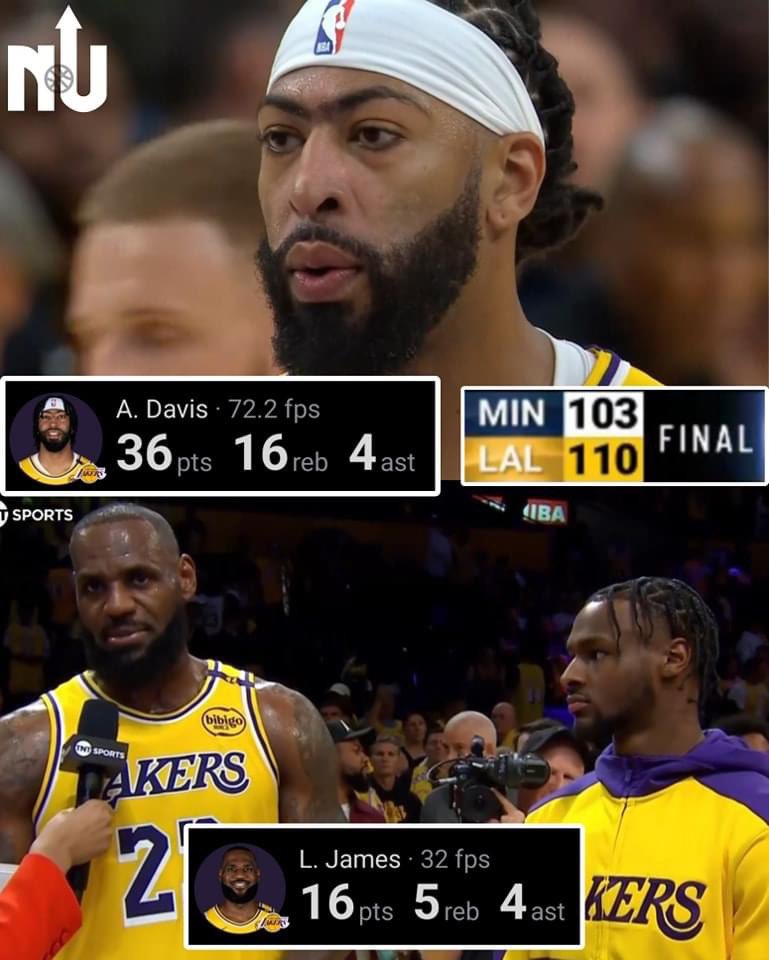 ilovebasket_rm1's tweet photo. Anthony Davis tomó el control en el cuarto cuarto para llevar a los Lakers a una victoria en la apertura de la temporada sobre Minnesota, 110-103!

¡MONSTRUOSO DOBLE-DOBLE! 🔥

Davis: 36 PTS, 16 REB, 4 AST, 3 BLK
Hachimura: 18 PTS, 5 REB, 2 STL
James: 16 PTS, 4 REB, 4 AST https://t.co/sAPA0G3YyS