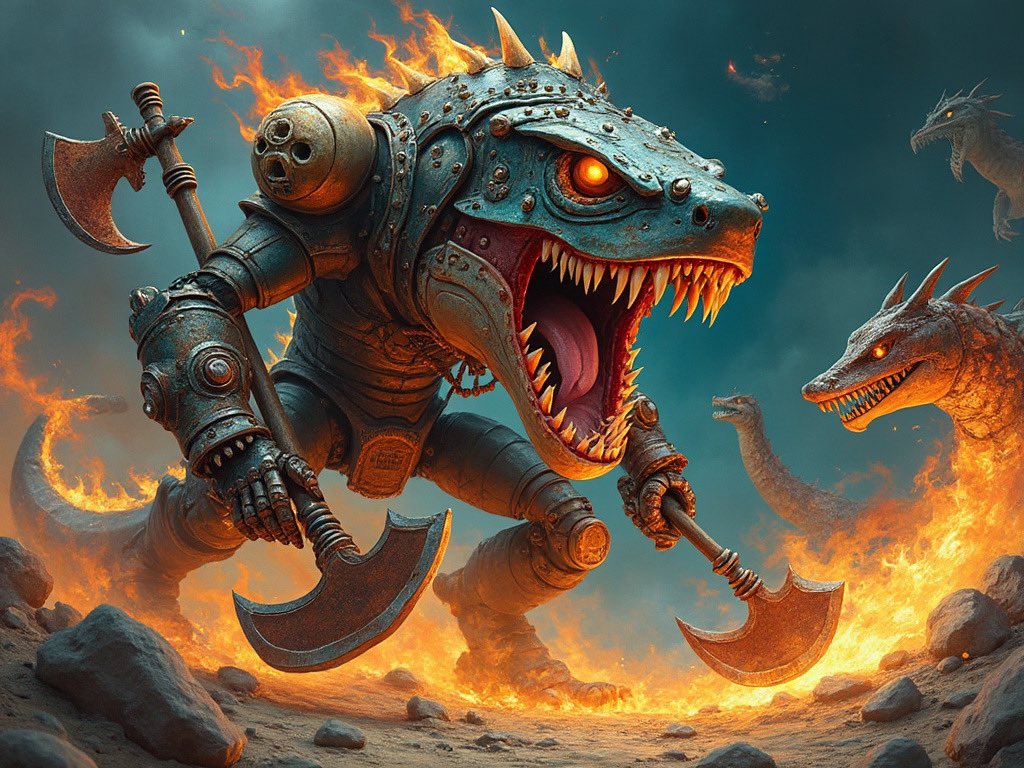 CyberSkunk555's tweet image. #SharkBot #RobotShark #Warrior #AI #AIart