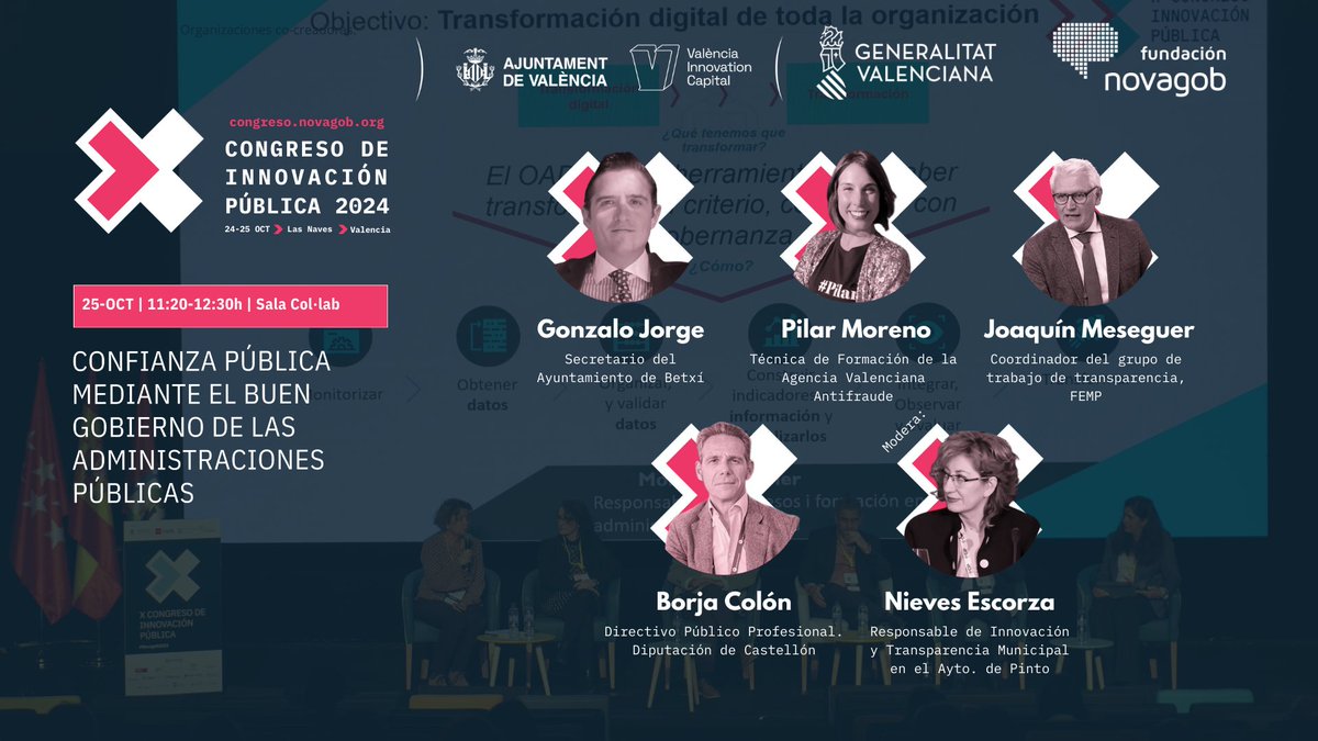 🍊Sé que tienes muchos "must" en este congreso #NovaGob2024 pero... 

El viernes 25 os esperamos <a href="/MeseguerYebra/">Joaquín Meseguer Yebra</a>, <a href="/borjacolon/">Borja Colón</a>, <a href="/GonzaloJorge85/">Gonzalo Jorge</a> y una servidora, moderados por <a href="/Nieves_Escorza/">Nieves Escorza</a> para hablar de confianza pública y buen gobierno. 

¡Contamos contigo! ⏰ 11:20-12:30h