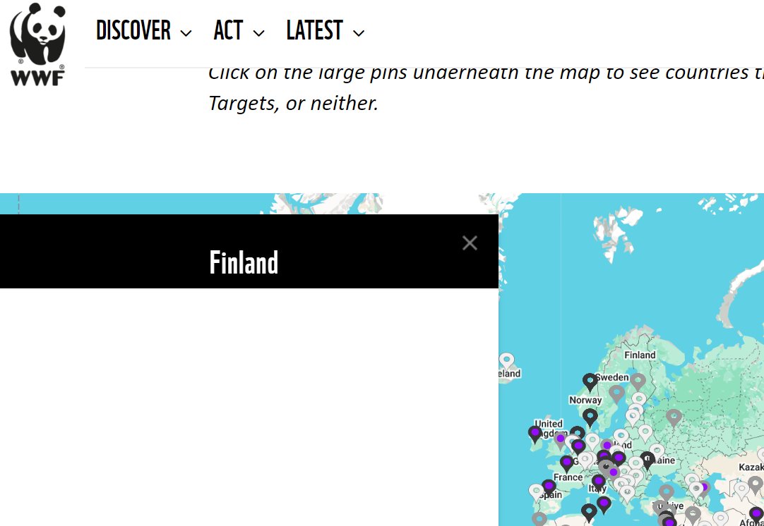 Suomen kohdalla tyhjä aukko, mistä on kyse!?
WWF on tehnyt työkalun, jolla seurataan YKn luontosopimuksen kansallisia toimeenpanosuunnitelmia. Suomi ei ole tehnyt omaansa... #LuontoCOP16
Seuraa tilannetta nettisivuillamme: wwf.panda.org/?12264966/Savi…