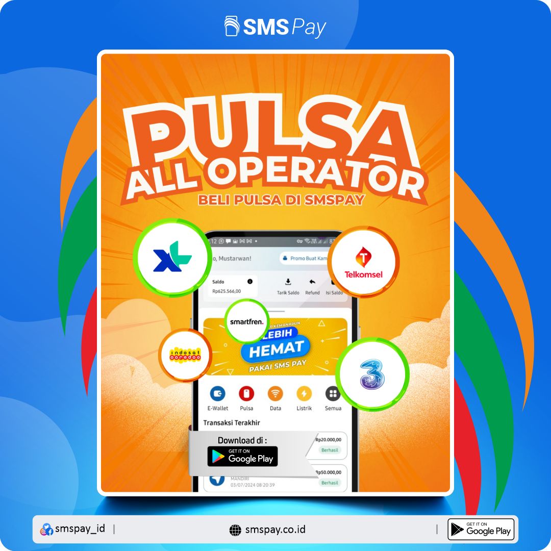smspay_id's tweet image. Pulsa all operator makin murah dan gampang! 🔥💳 Belinya di SMSPay aja, cepet, mudah, dan pastinya aman. Top-up kapan pun, di mana pun, dan nikmati promo spesial buat kamu yang suka transaksi tanpa ribet. 📱💥 #SMSPay #PromoPulsa #AllOperator #IsiPulsa
