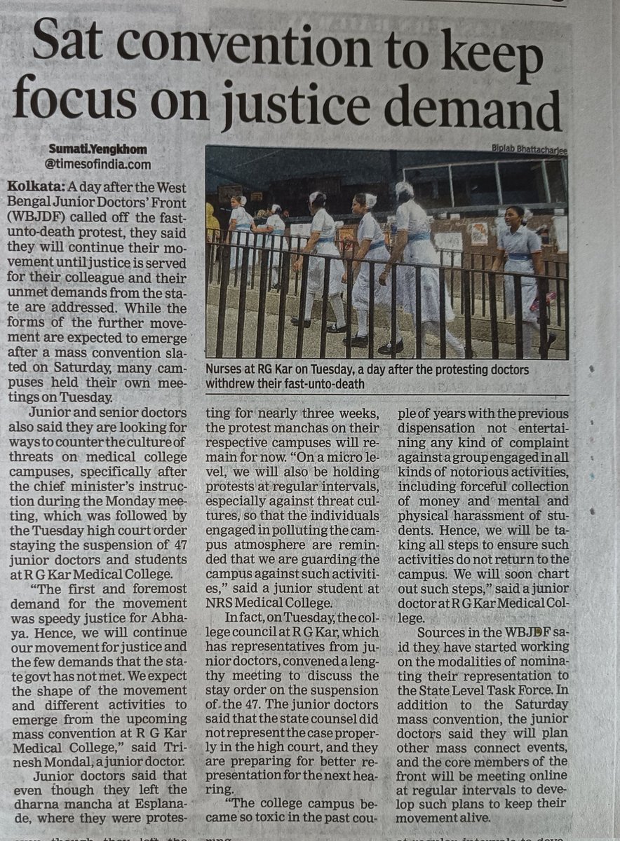 We are fighting for justice from 9th August after the rape and murder of an on duty PGT at R G Kar Medical college and hospital. We will continue the protest till the justice is served.