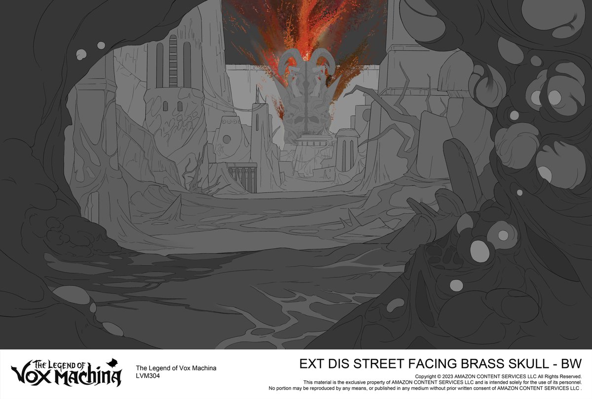 mxu_art's tweet image. Layouts for the city of Dis! Zerxus's looming tower sits at the heart of it.
Our art director @arthurjloftis was the one who came up with the design for the giant skull tower!
#CriticalRole #TheLegendofVoxMachina #LVMSpoilers #LVMCrew