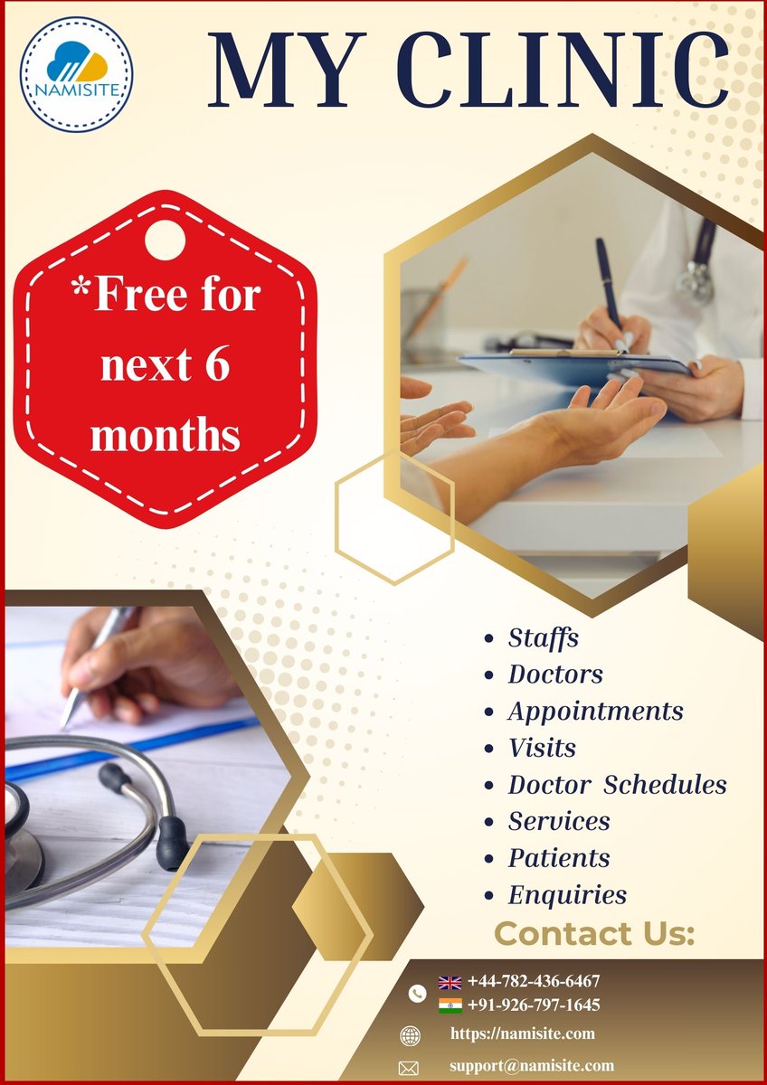 NAMISITE (@namisite1) on Twitter photo Best clinic management system | software as a service
Email Id: -support@namisite.com
Phone No:-+91-926-797-1645
Visit- myclinic-online.com
#clinic #doctor #health #hospital #medical #skincare #healthcare #dentist #medicine #aesthetic #doctors #wellness #teeth #dentalclinic Best clinic management system | software as a service
Email Id: -support@namisite.com
Phone No:-+91-926-797-1645
Visit- myclinic-online.com
#clinic #doctor #health #hospital #medical #skincare #healthcare #dentist #medicine #aesthetic #doctors #wellness #teeth #dentalclinic