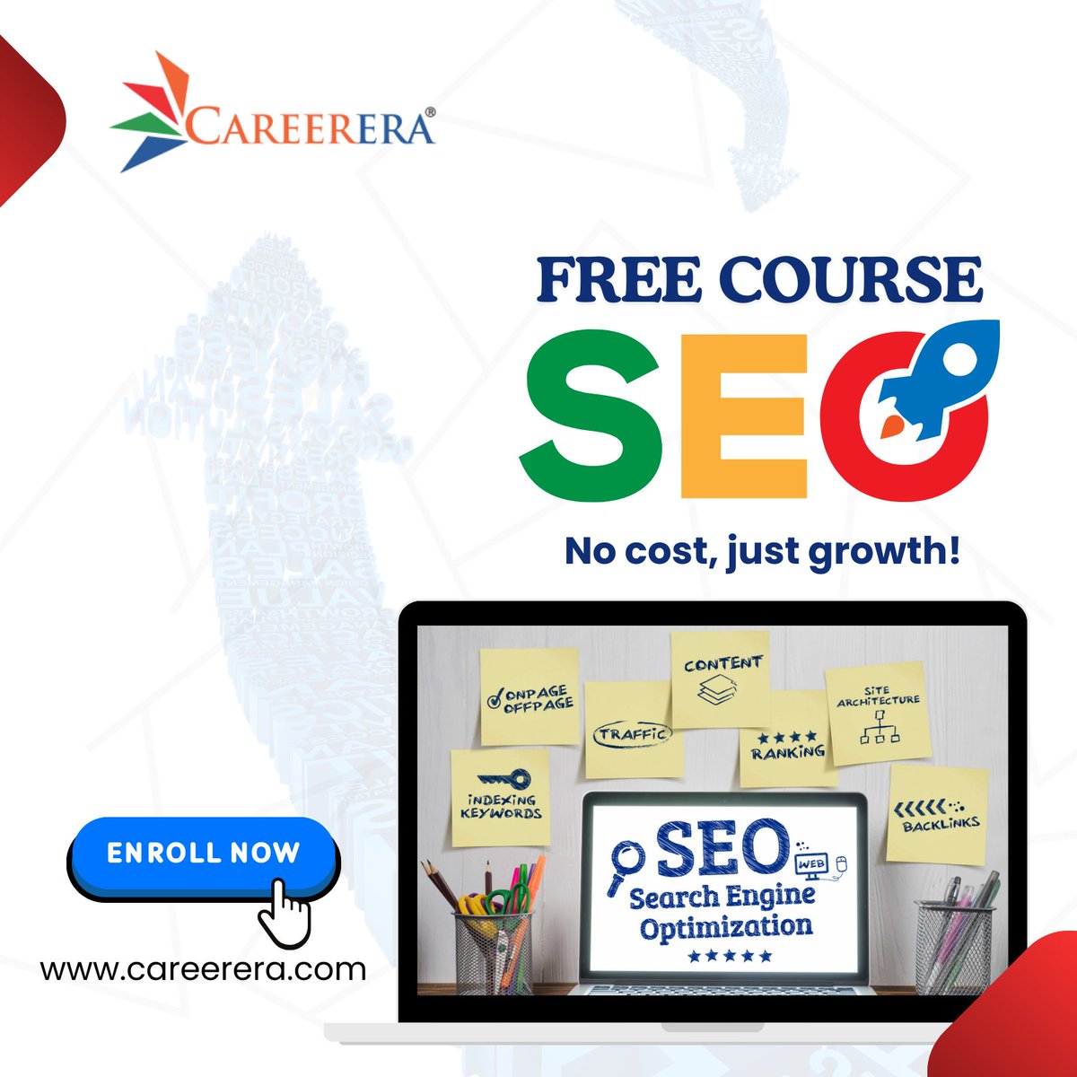 Careerera1's tweet image. Learn SEO from scratch with our self paced FREE online course! Understand how search engines work, master keyword research, and optimize your website for better visibility. 🎯
Start your SEO journey today!  📈
 careerera.com/free-courses

#FreeSEOCourse #LearnForFree #careerera