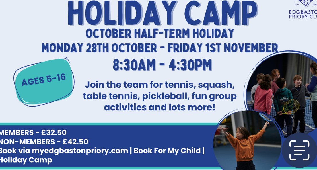 Edgbaston Priory Club Tennis (@epc_tennis) on Twitter photo Our holiday camps kicks off on Monday. A full fun packed day of sports and team games! Try a new sport this half term and make some new friends in a fantastic environment. <a href="/chadvaleprimary/">Chad Vale Primary</a> <a href="/HarbornePrimary/">Harborne Primary School</a> <a href="/bcsbirmingham/">The Blue Coat School</a> <a href="/PrioryEdgbaston/">Priory School</a> <a href="/HallfieldSchool/">Hallfield School</a> Our holiday camps kicks off on Monday. A full fun packed day of sports and team games! Try a new sport this half term and make some new friends in a fantastic environment. <a href="/chadvaleprimary/">Chad Vale Primary</a> <a href="/HarbornePrimary/">Harborne Primary School</a> <a href="/bcsbirmingham/">The Blue Coat School</a> <a href="/PrioryEdgbaston/">Priory School</a> <a href="/HallfieldSchool/">Hallfield School</a>