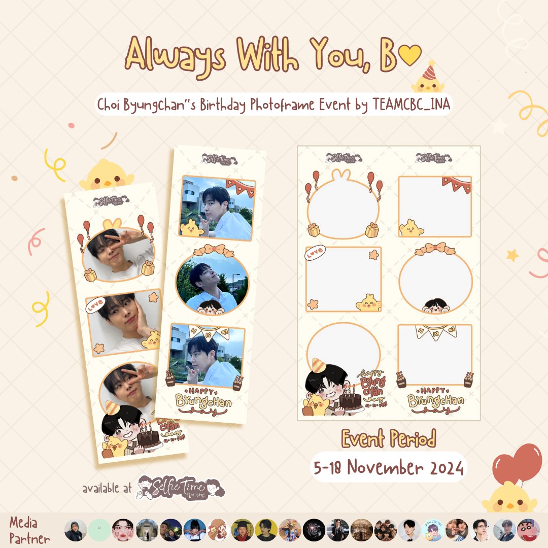 TEAMCBC_INA's tweet photo. 𝖠𝗅𝗐𝖺𝗒𝗌 𝖶𝗂𝗍𝗁 𝖸𝗈𝗎, 𝖡💛
Byungchan 27th Birthday Photoframe Event🎔

🗓 5 - 18 November 2024
📸Available at all @selfietimeid's photobooth

Let's capture this precious moment with our beautiful frames!
mention us on ur social media!
#TEAMCBCINA #BYUNGCHAN_DAY #CBC971112 https://t.co/1NoCCdlPoM