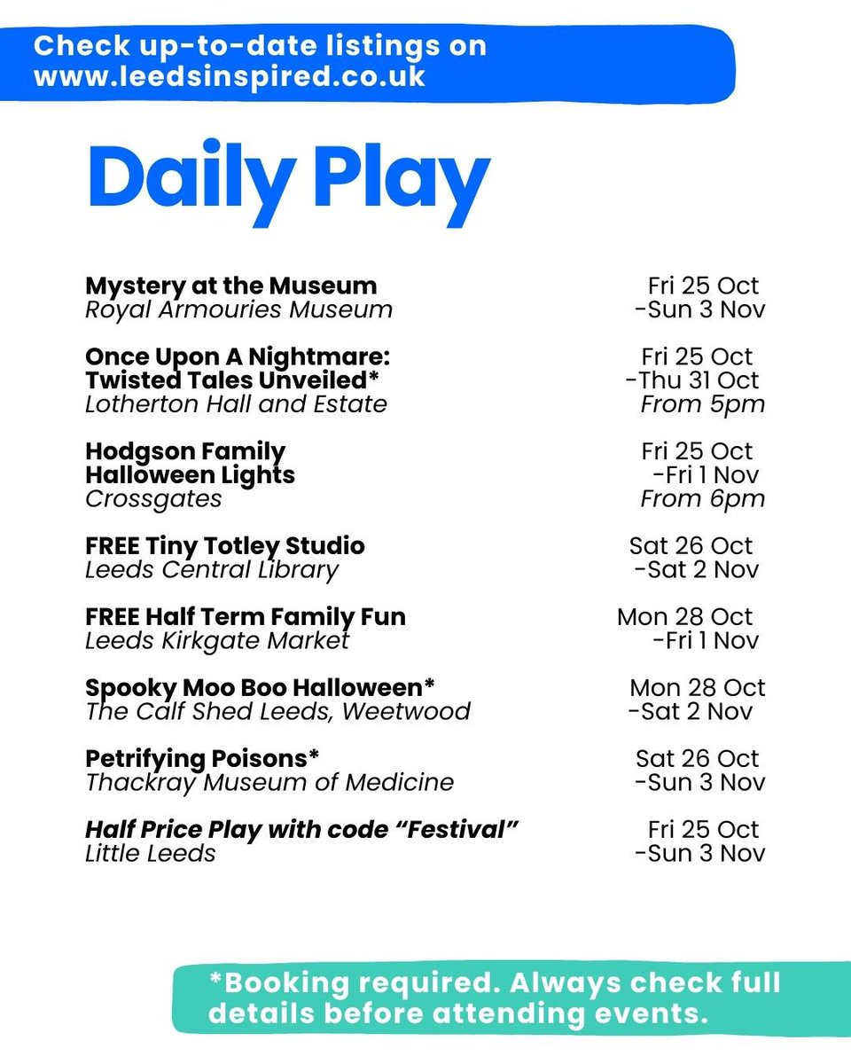 PlayfulAnytime's tweet image. Daily Play during Leeds Festival of Play &amp;amp; Creativity 25th Oct - 3rd November 
(Check some might need advance booking)
Mini Playboxes across @leedslibraries 

#LeedsPlayFest