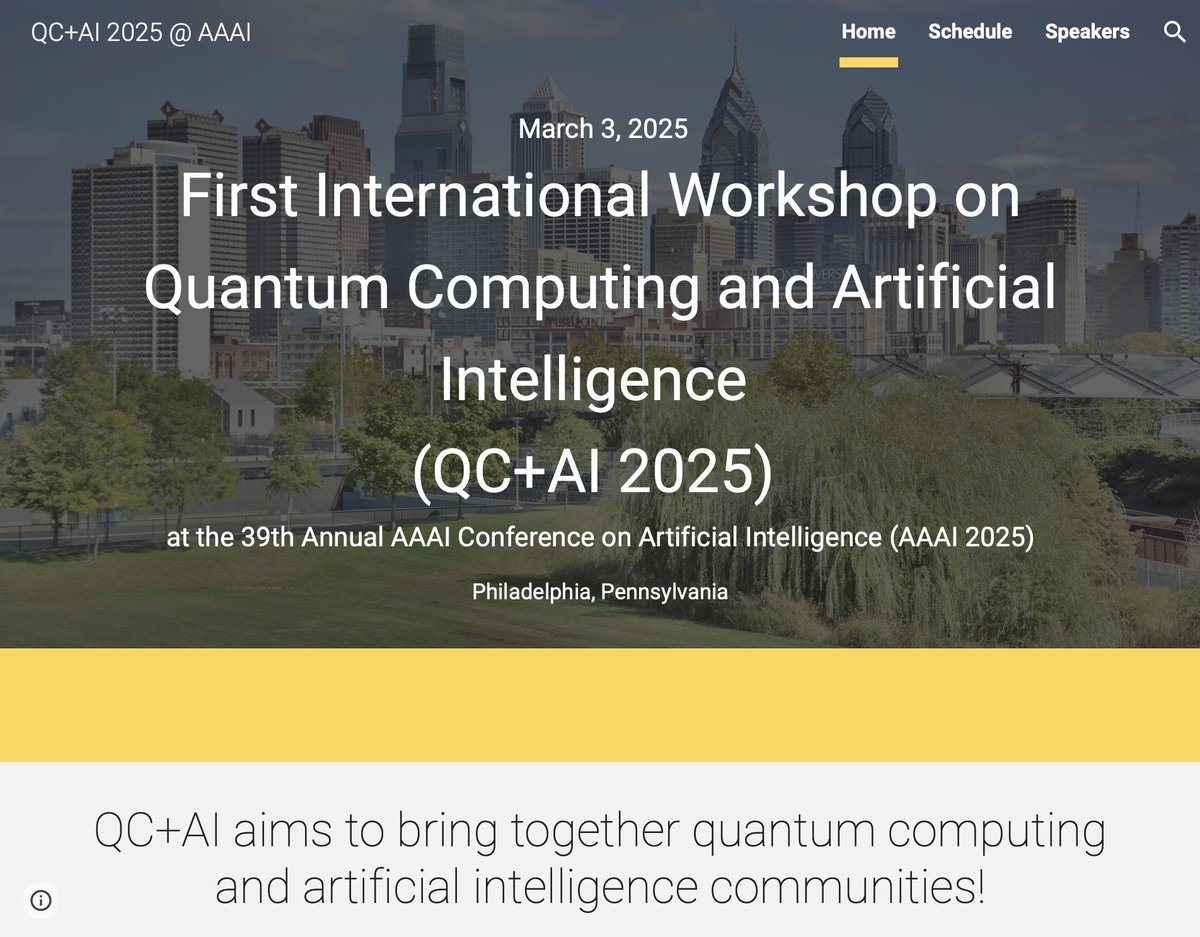 Organizing (with <a href="/shukat_ali/">Shaukat Ali</a>  and A. Moraglio) the First International Workshop on Quantum Computing and Artificial Intelligence, to be held in AAAI 2025  <a href="/RealAAAI/">AAAI</a> Submission deadline: 24 November 2024. Workshop date: 3 March 2025. More information:  sites.google.com/view/qcai2025