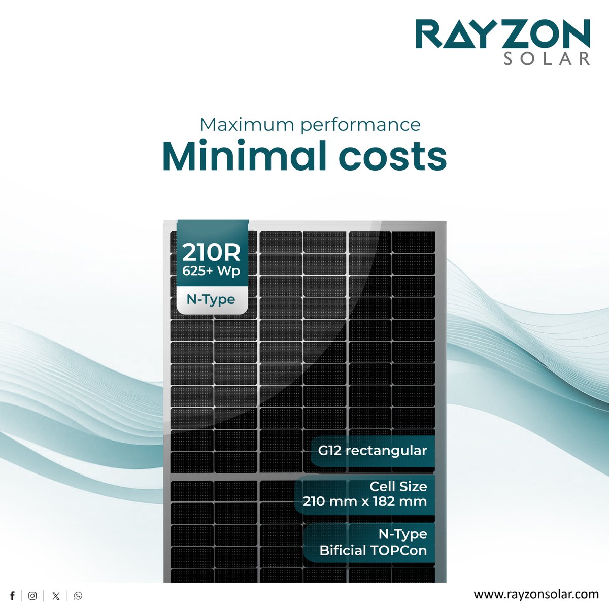 rayzonsolar's tweet image. Our high-performance 210R N-Type modules with an impressive 625+WP power output! Engineered for maximum efficiency and durability, these modules are designed to optimize energy generation while minimizing degradation over time.

#RayzonSolar #NTypeModules #SolarEnergy