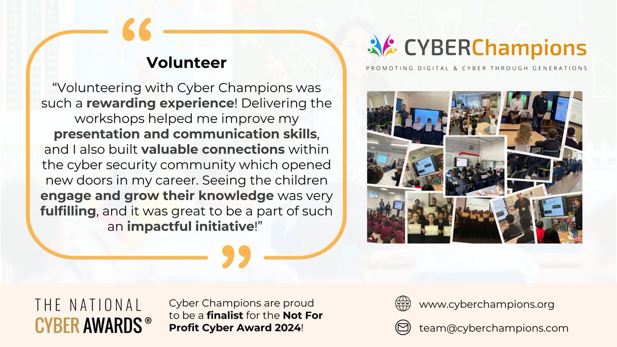 👥 Did you know? 91% of employees say #volunteering boosts their work experience &amp; connection to employers (<a href="/Deloitte/">Deloitte</a> ). At #CyberChampions, we see the impact firsthand with partners who support local communities with #digital literacy &amp; cyber skills awareness.