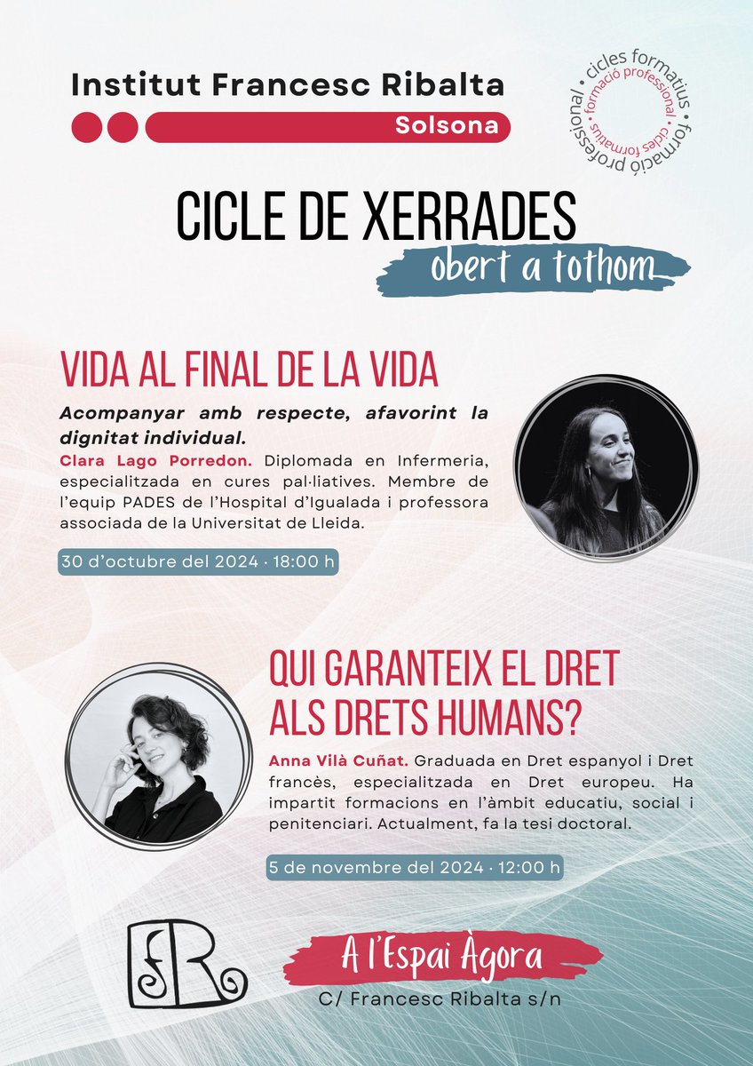 Cicles de xerrades obert a tothom. Us hi esperem!