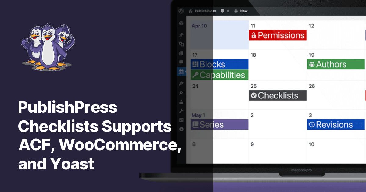 With the PublishPress Checklists plugin, you can assign pre-publishing requirements for your content to go live. The newest version of Checklists adds improved support for WooCommerce, Yoast SEO, and the Advanced Custom Fields (ACF) plugin. 🎉  buff.ly/4ffbHgc
