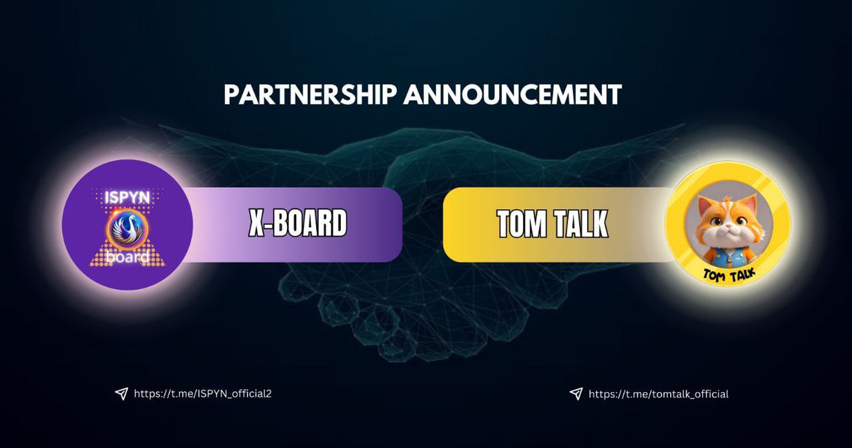 ❤️ Dear $ISPYN X-board  Community,

📣 We are ecstatic to announce a groundbreaking strategic partnership between $ISPYN X-board and @TomTalkOfficial  this collaboration marks a significant milestone in our journey to provide an enhanced and enriched experience for all our users.
