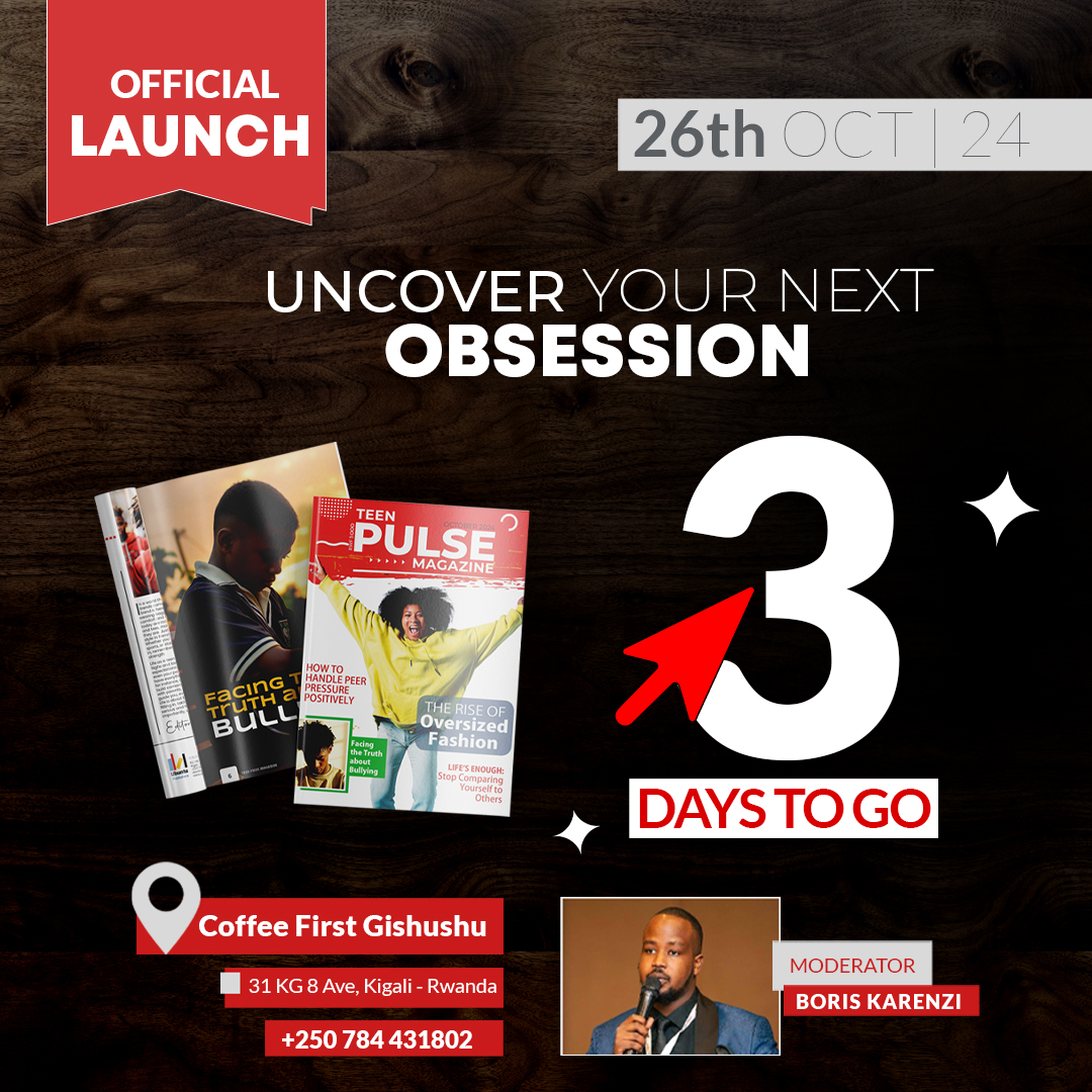 One young person said, “If we’re the problem, then we need to be part of the solution.” #TeenPulseMagazine is a combination of the Teen's voice and Parent's exploration. Join us to learn, relearn, grow to find your place in society. It's only 3 days to go. <a href="/kagire/">Edmund Kagire</a> <a href="/PMudakikwa/">Pam Wa Mudakikwa</a>