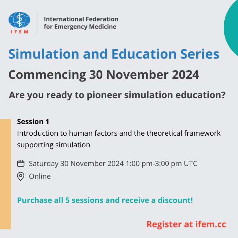 Our Simulation Series starts 30 November 

Who should attend? Consultants &amp; specialists in emergency medicine with an interest in being simulation faculty who are looking to set up their own simulation centers or to improve existing simulation practices 

buff.ly/3YJRQk9