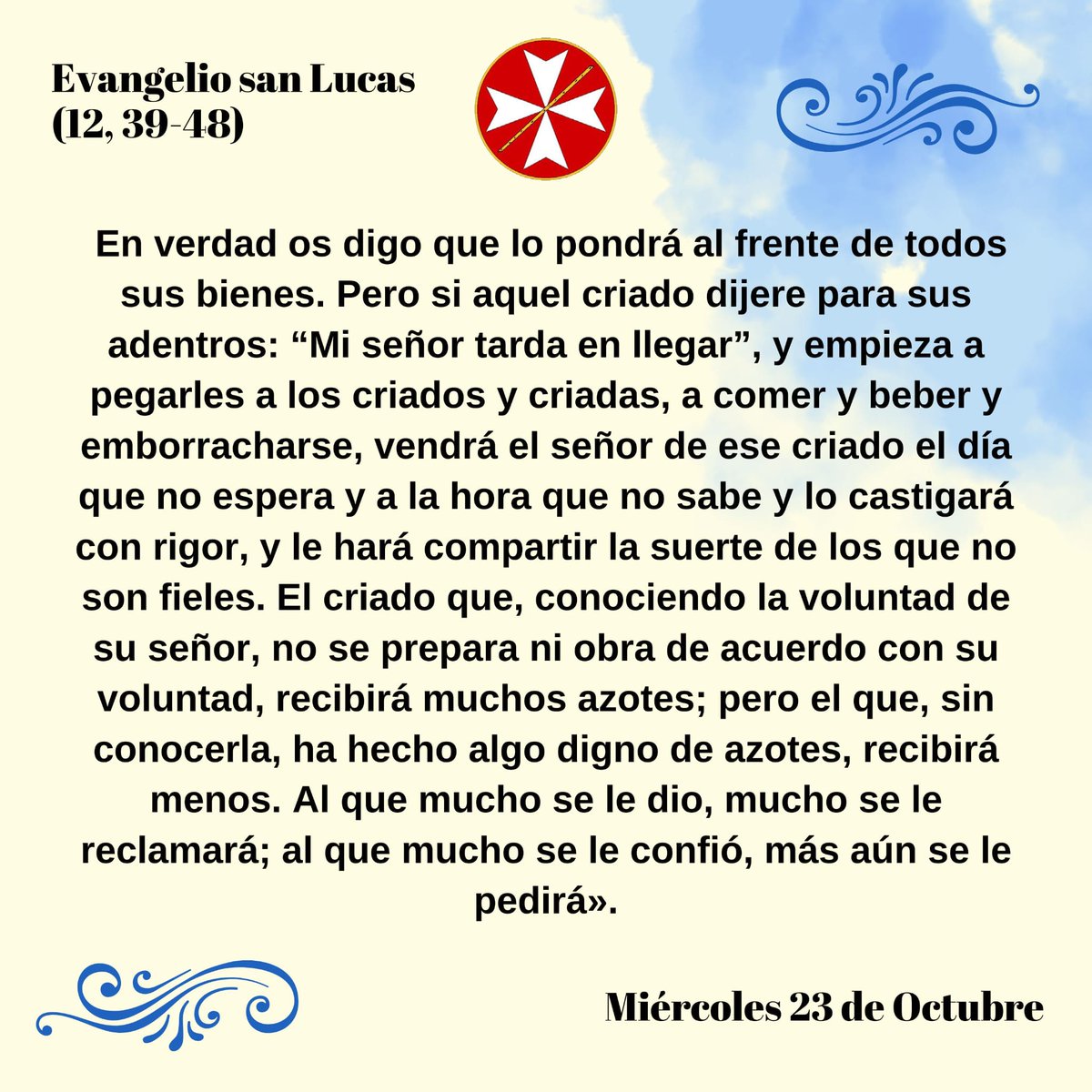 HdadSanEsteban's tweet photo. #EvangelioDelDía | Lc 12, 39-48. “Al que mucho se le dio, mucho se le reclamará”. 

Lectura completa y comentario: https://t.co/TS7Qg6mnDk

#SanEsteban https://t.co/Ti4Z7uYq4L