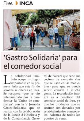 Seguim amb #BonesNotícies a #IncaCiutat

👉🏼 Aquest cap de setmana passat Inca va viure la Fira de la Terra amb una gran participació per part de residents i visitants. La fira d’emergències i la V Jornada Gastro Solidària varen tenir molt èxit. #IncaSomTots