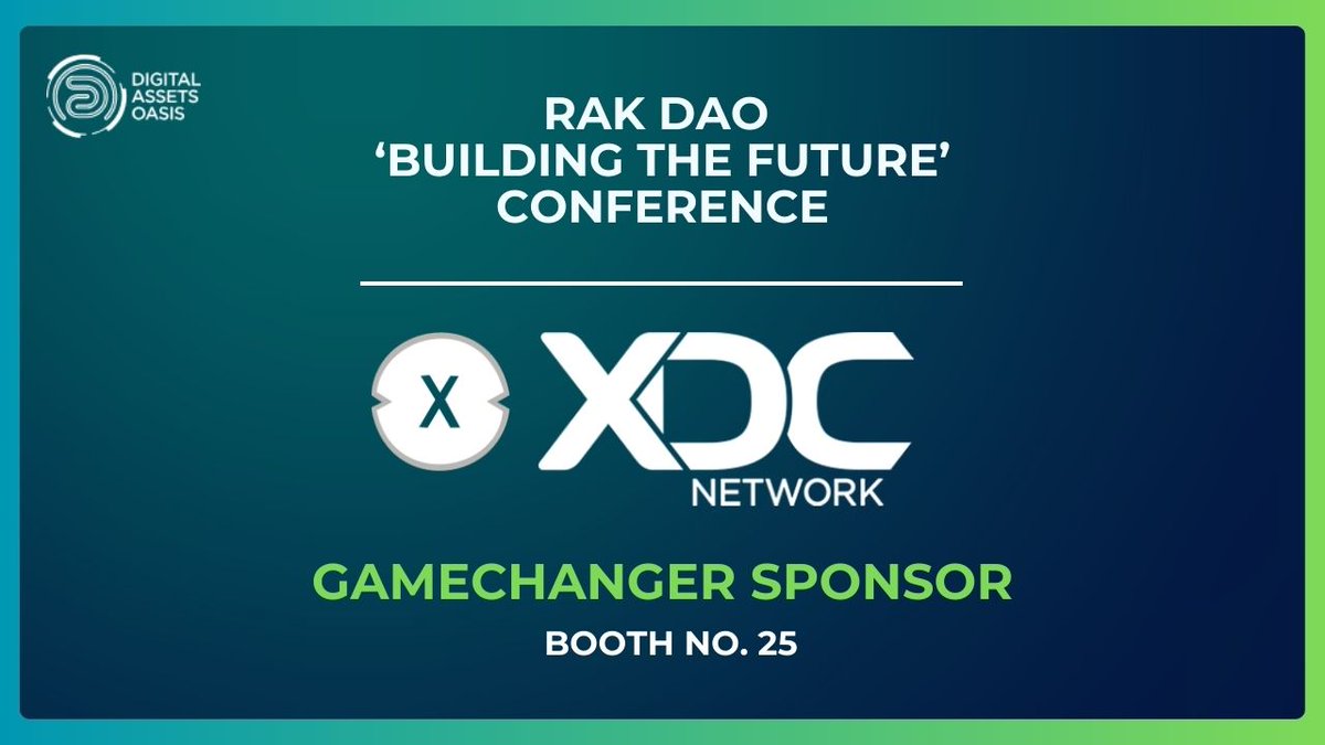 XDC Network is proud to be a Gamechanger Sponsor at the 🌐RAKDAO 'Building the Future' Conference 

📌Event Details:
🗓 October 25, 2024
📍Al Hamra Convention Center, Vienna St, 
Ras Al Khaimah, UAE
#️⃣ Visit our Booth No. 25

Immerse yourself in the latest breakthroughs that are