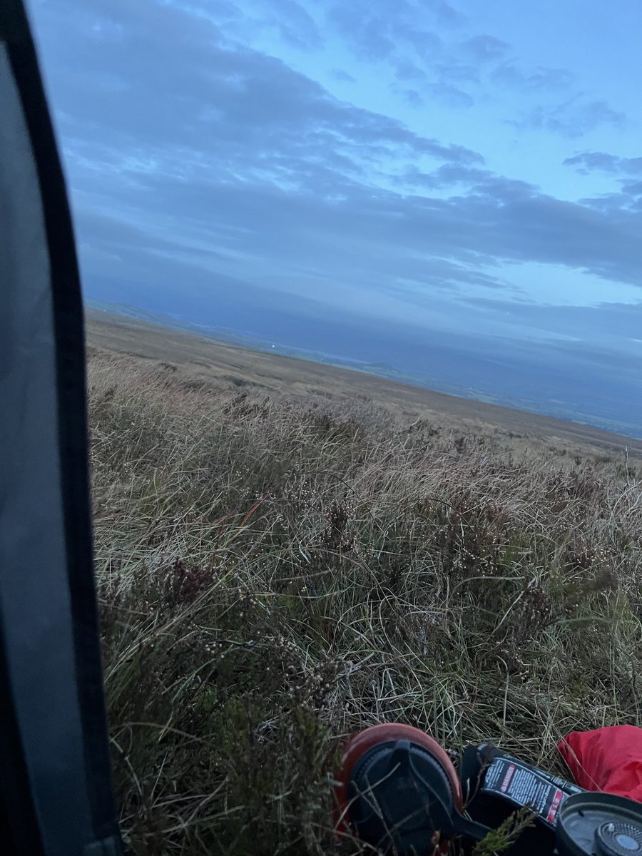 Well it’s a glorious and windy view from the tents this morning. After a long slog yesterday we stopped at a high camp on the kilpatrick Hills. Now the long walk home!! #uddytough