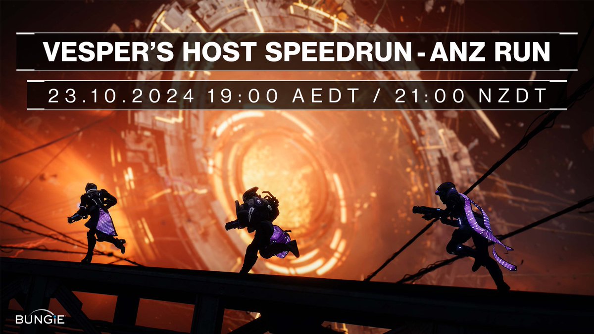 Final Stream of our #VespersHost Dungeon Speedrun Competition with <a href="/ZiggyDStarcraft/">ZiggyD</a> &amp; <a href="/Rin_Vixen/">RIN</a>

Team is doing amazing! On track for sub 30min 👀

Also, last chance for the Tower Pamphlet Emblems thanks to <a href="/DestinyGameANZ/">Destiny 2 ANZ</a>
#BungieCreator #Ad #Destiny2