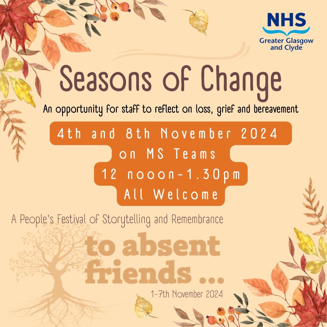 NHSGGC - Planning Your Care (@nhsggc_fcp) on Twitter photo Register, join on your chosen day & listen in ➡ an informal, contemplative session to help people reflect on loss, grief and bereavement 🍂
<a href="/EastDunHSCP/">East Dun HSCP</a> <a href="/GCHSCP/">Glasgow City HSCP</a> <a href="/WDCouncil/">West Dunbartonshire Council</a> <a href="/RenHSCP/">Renfrewshire Health and Social Care Partnership</a> <a href="/InverclydeHSCP/">Inverclyde HSCP</a> <a href="/erhscp/">East Renfrewshire Health & Social Care Partnership</a> @nhsggc
4th Nov buff.ly/3zXShh4
8th Nov buff.ly/4h9bxsw Register, join on your chosen day & listen in ➡ an informal, contemplative session to help people reflect on loss, grief and bereavement 🍂
<a href="/EastDunHSCP/">East Dun HSCP</a> <a href="/GCHSCP/">Glasgow City HSCP</a> <a href="/WDCouncil/">West Dunbartonshire Council</a> <a href="/RenHSCP/">Renfrewshire Health and Social Care Partnership</a> <a href="/InverclydeHSCP/">Inverclyde HSCP</a> <a href="/erhscp/">East Renfrewshire Health & Social Care Partnership</a> @nhsggc
4th Nov buff.ly/3zXShh4
8th Nov buff.ly/4h9bxsw