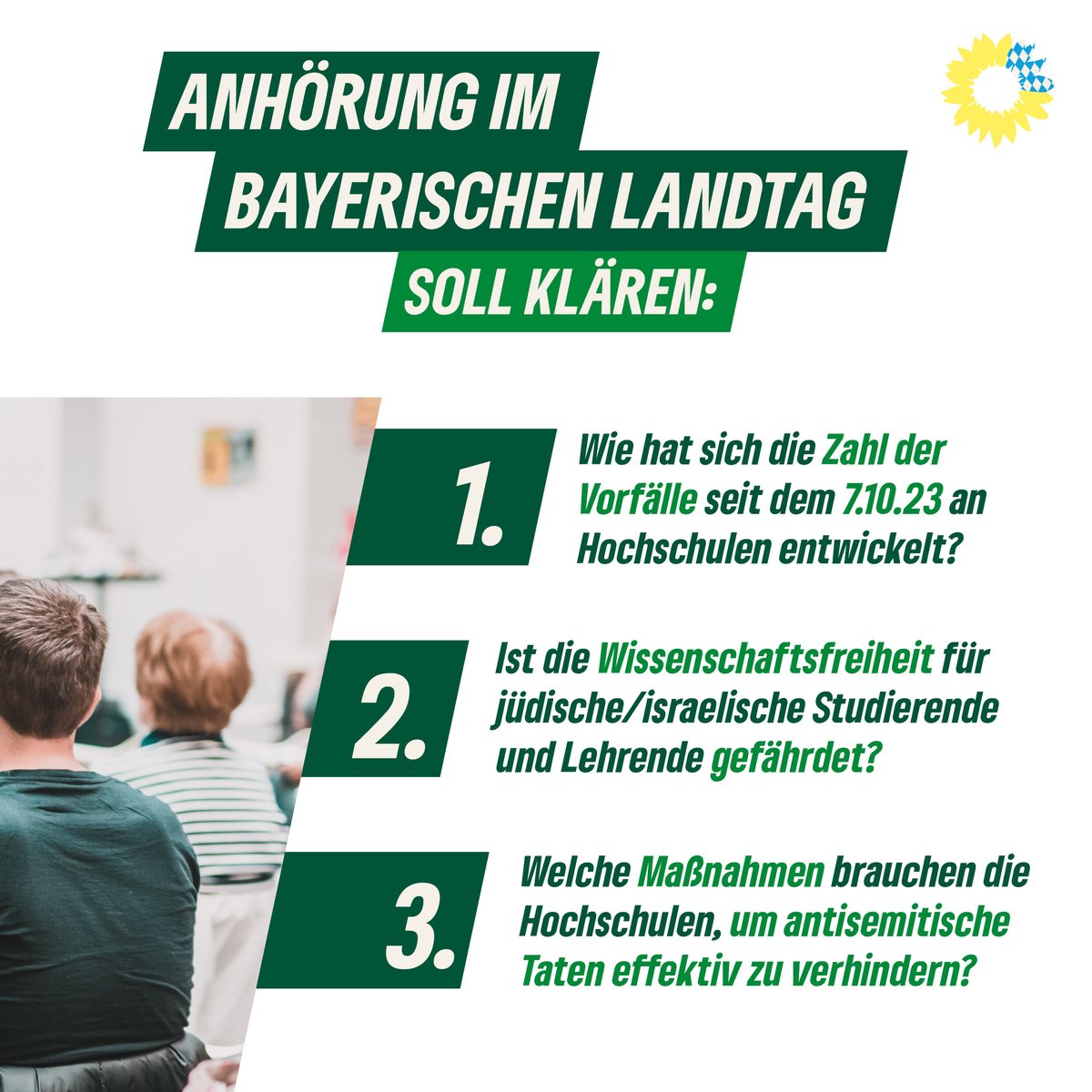 GrüneFraktionBayern (@gruenelandtagby) on Twitter photo Heute, 10:30 Uhr im <a href="/Landtag_Bayern/">Bayerischer Landtag</a>: #Anhörung zu Antisemitismus an #Hochschulen im Wissenschaftsausschuss.
<a href="/Osgyan/">Verena Osgyan</a>: "Wir müssen Lösungen im Blick haben, um gegen das schleichende Gift des #Antisemitismus vorzugehen."
👇👇👇
youtube.com/watch?v=V8peTs… Heute, 10:30 Uhr im <a href="/Landtag_Bayern/">Bayerischer Landtag</a>: #Anhörung zu Antisemitismus an #Hochschulen im Wissenschaftsausschuss.
<a href="/Osgyan/">Verena Osgyan</a>: "Wir müssen Lösungen im Blick haben, um gegen das schleichende Gift des #Antisemitismus vorzugehen."
👇👇👇
youtube.com/watch?v=V8peTs…