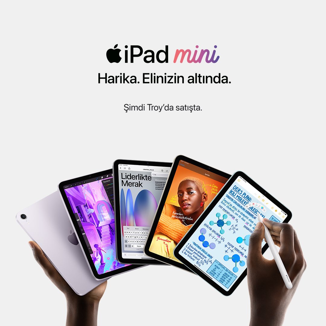 iPad mini. Harika. Elinizin altında.

Dilediğiniz her yerde çalışabilir, oyun oynayabilir ve yaratıcı fikirlerinizi geliştirebilirsiniz. 

Seçili bankalar ile vade farksız 3 taksit fırsatıyla sahip olabilirsiniz. 

Detaylı bilgi Troy mağazaları ve troyestore.com’da.💙