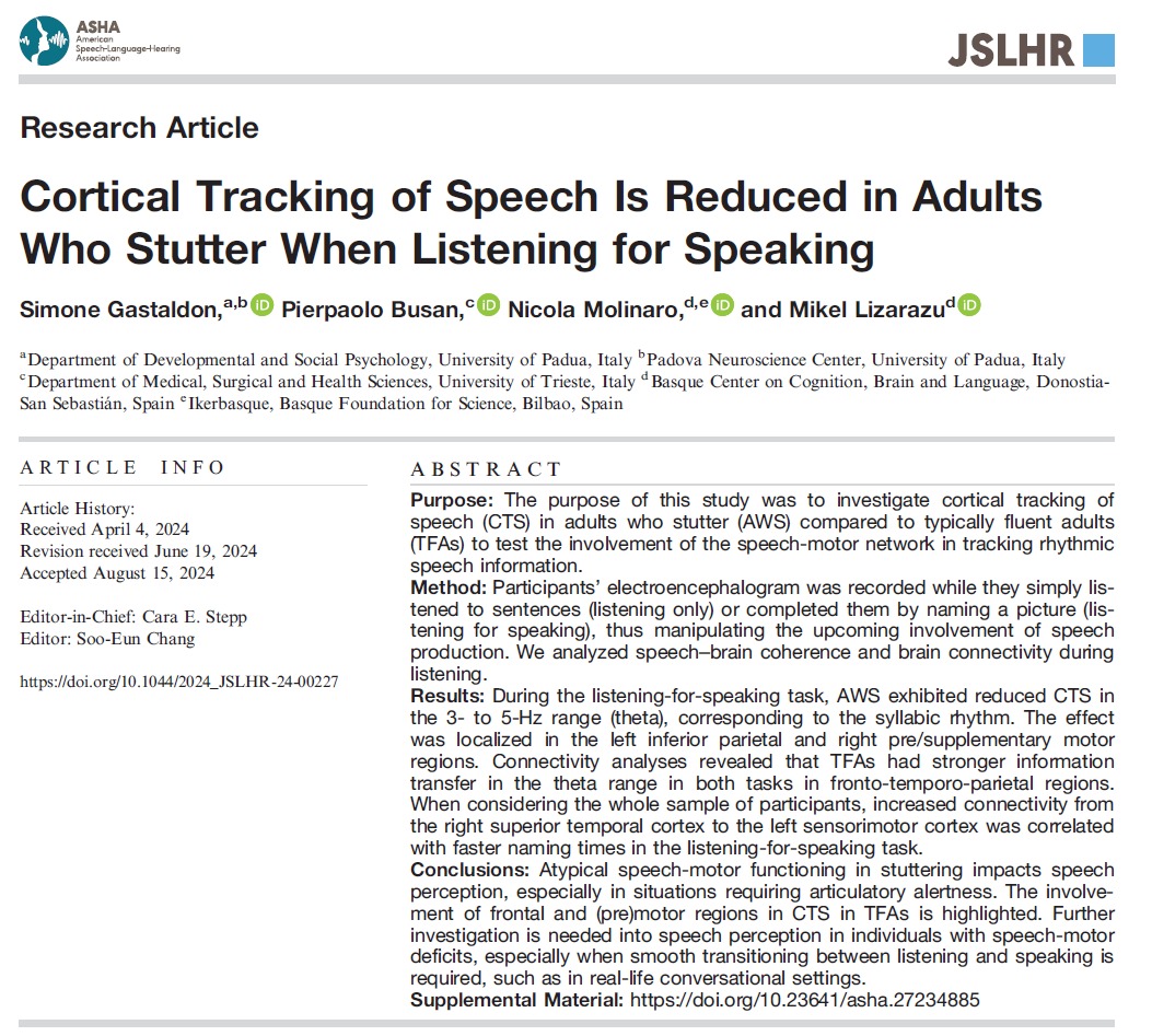 Simone Gastaldon, PhD @simonegastaldon.bsky.social (@s_gastaldon) on Twitter photo Finally online in JSLHR <a href="/ASHAJournals/">ASHA Journals</a>, work w/ Pierpaolo Busan, @Nic_Molinaro and <a href="/lizarazu_mikel/">Mikel Lizarazu</a>. Super proud of this!
pubs.asha.org/doi/10.1044/20…
<a href="/UniPadova/">Università di Padova</a>
<a href="/PsyUniPD/">Psicologia Padova</a>
<a href="/PNC_UniPD/">Padova Neuroscience Center</a>
<a href="/UniTrieste/">Università di Trieste</a>
<a href="/bcbl_/">BCBL</a>
<a href="/BRhyCo1/">Brain Rhythms and Cognition Lab</a> Finally online in JSLHR <a href="/ASHAJournals/">ASHA Journals</a>, work w/ Pierpaolo Busan, @Nic_Molinaro and <a href="/lizarazu_mikel/">Mikel Lizarazu</a>. Super proud of this!
pubs.asha.org/doi/10.1044/20…
<a href="/UniPadova/">Università di Padova</a>
<a href="/PsyUniPD/">Psicologia Padova</a>
<a href="/PNC_UniPD/">Padova Neuroscience Center</a>
<a href="/UniTrieste/">Università di Trieste</a>
<a href="/bcbl_/">BCBL</a>
<a href="/BRhyCo1/">Brain Rhythms and Cognition Lab</a>