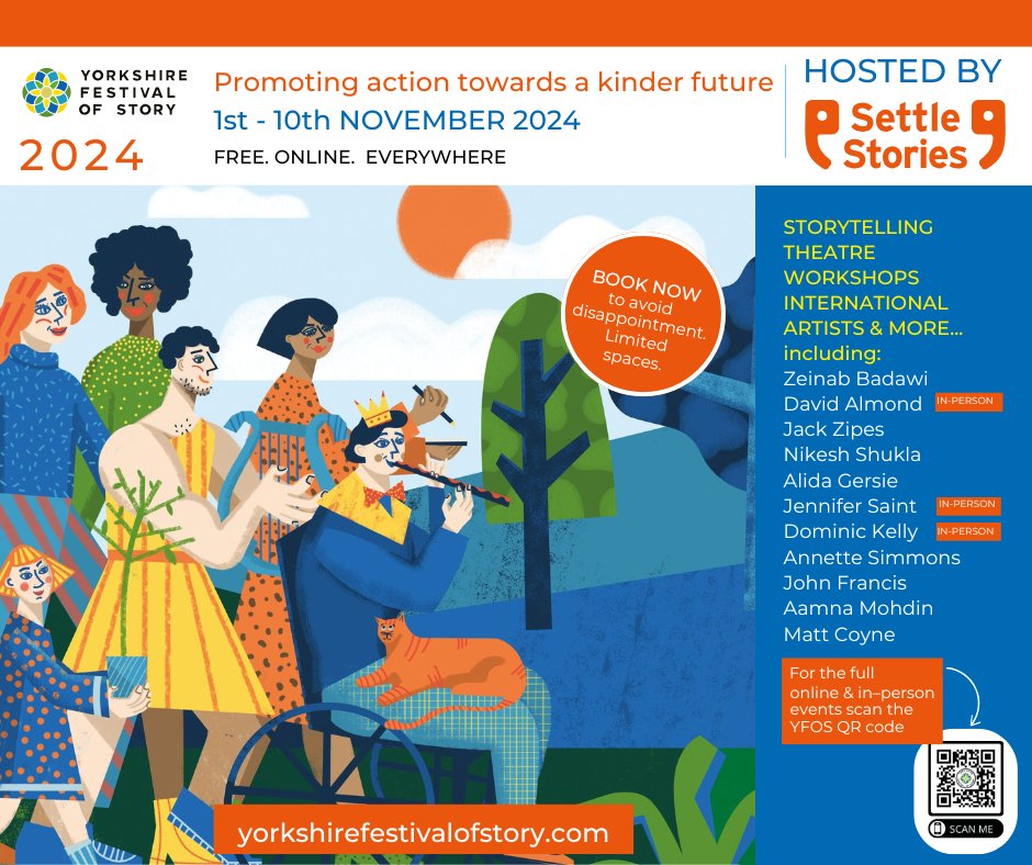 This Friday is the start of Yorkshire Festival of Stories Settle Stories
From 1 - 10 November there will be performances, talks and workshops - online and in person.
Family and grown up activity too.
Have a look at the programme of activity planned
🔗yorkshirefestivalofstory.com/programme/