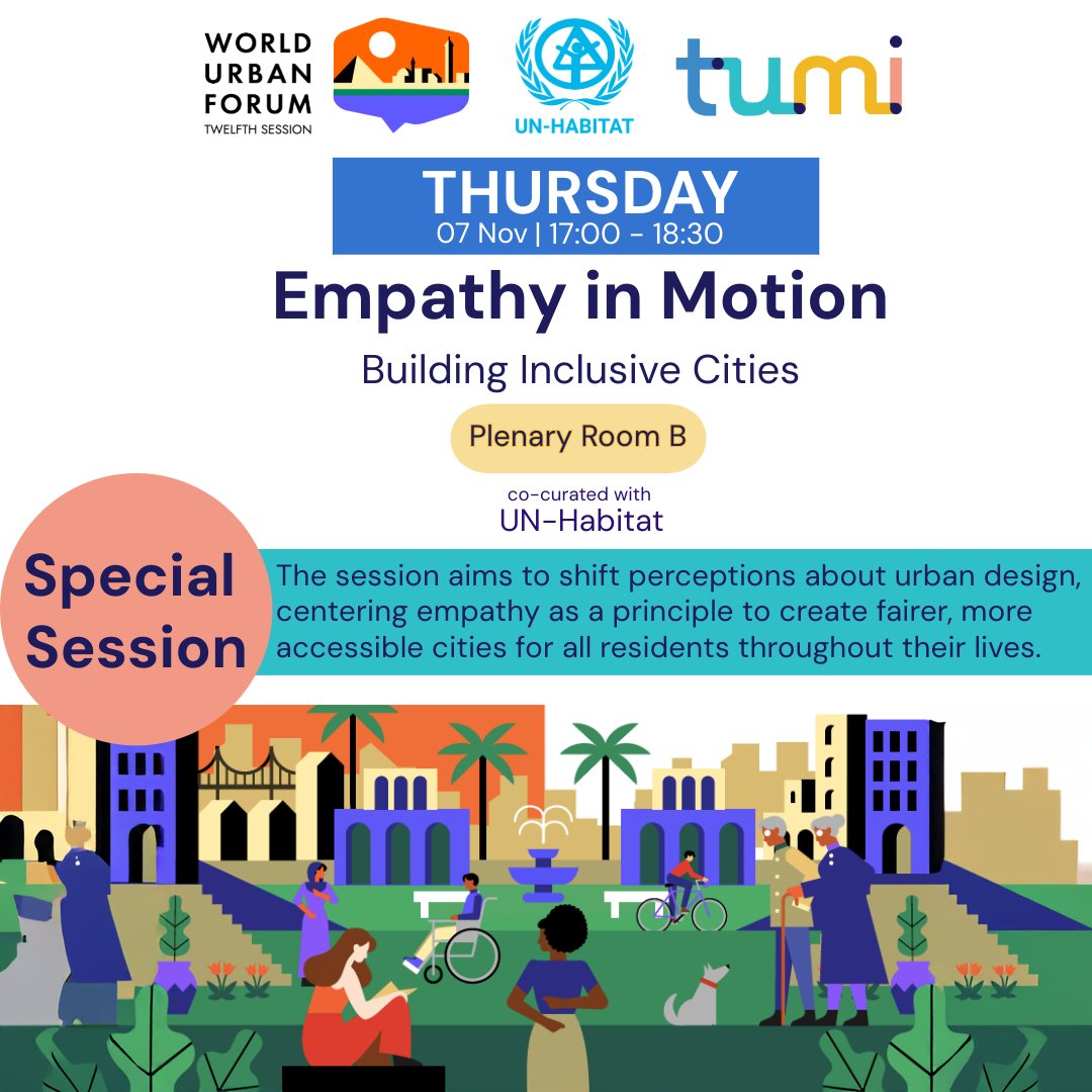 Universal Access in Urban Mobility!
15-25% of urban populations live with disabilities. Let’s reshape cities to be truly inclusive! Join us at #WUF12 to explore multi-sector approaches, hear from experts, and network with professionals passionate about accessibility.