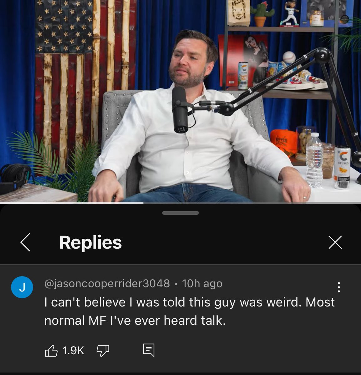 Top comment on the two-hour Theo Von interview of JD Vance.