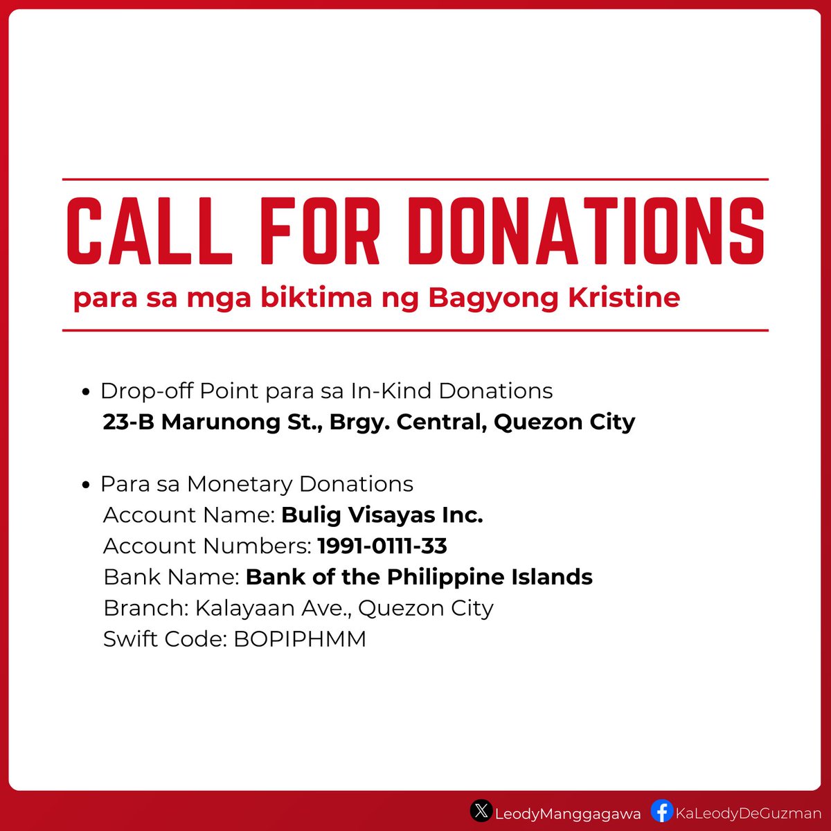 LeodyManggagawa's tweet image. Ako&apos;y nananawagan sa ating mga kababayan, magbayanihan at makikiisa tayo sa mga nasalanta ng #KristinePH