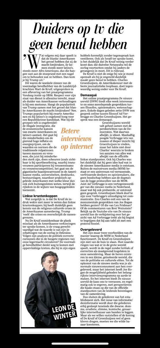 Keigoed stuk van Leon de Winter over <a href="/De_NieuweWereld/">De Nieuwe Wereld</a> ; wij claimen de talkshow tafels terug.