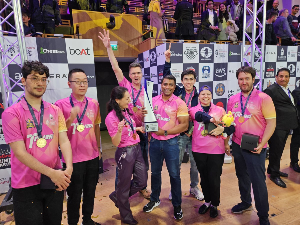 Happy faces, fully content hearts

T 👏🏻 C 👏🏻 K 👏🏻
#trivenicontinentalkings #globalchessleague #defendingchampions #season2 #techmgcl #thenextmove