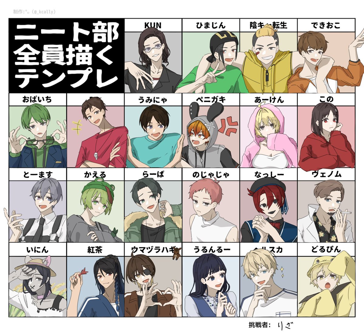 #ニート部全員描くテンプレ
#ニート部アート 
素敵なテンプレお借りしました⟡.·