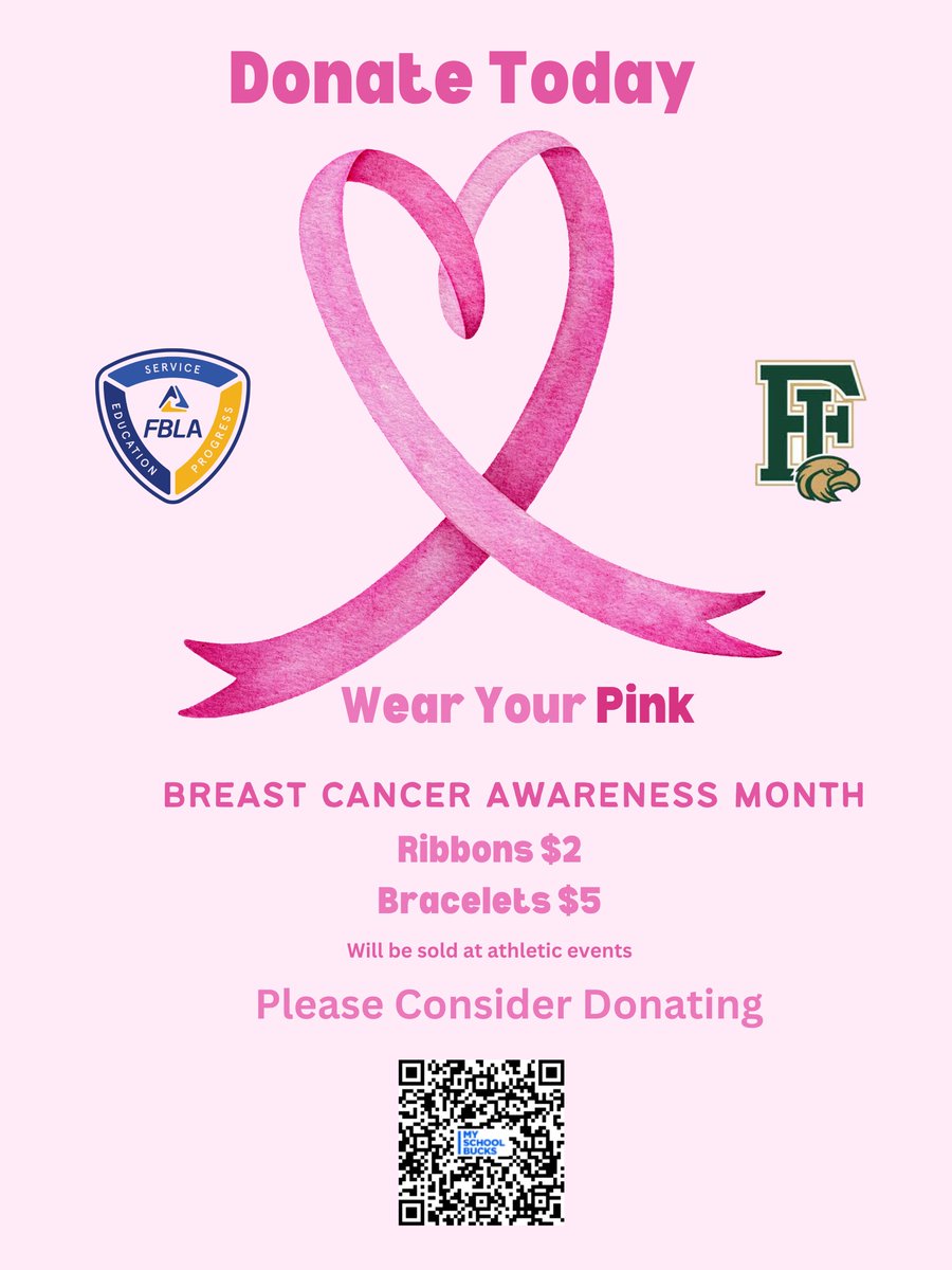 Do not miss out! Be sure to help us give back to support Breast Cancer Awareness by clicking the link in our bio or scanning the QR code today!  PINK OUT is Nov. 1st, so please consider giving today!  Thank you!  @fieaglesports @fihgoldeneagles @fihsbusiness @oneclaycte