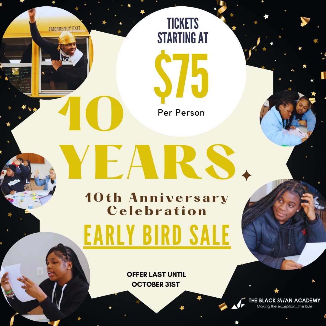 🎉✨ Celebrating 10 years of amazing moments! 🎊 To kick things off, we’re offering an exclusive early bird sale for just $75! 🥳 Don’t miss your chance to join the celebration and grab your spot. Cheers to a decade of memories! 🥂❤️ 
[rb.gy/rzqc8j]
 #EarlyBirdSale