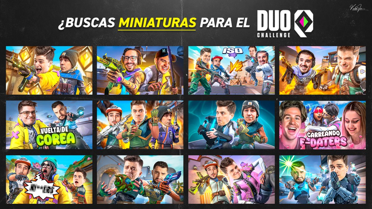 🚨ATENCIÓN DUOQ🚨

¿Vas a jugar el DUOQ CHALLENGE, quieres subir el contenido a YT y no tienes miniaturas? No busques más y envíame un DM, estaré disponible todos los días para hacer las miniaturas que hagan falta 🤠

- Precio 20€/mini 

rt se agradece 👊🏻⚡️