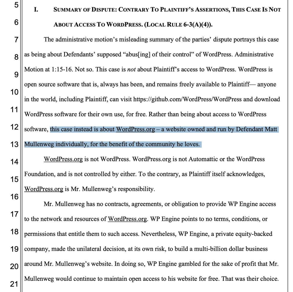 ryancduff's tweet photo. This latest filing in the WPEngine v Automattic/Mullenweg case is something to behold...
If you weren't confused before, you will be now.
https://t.co/Crquq6UCWO is not WordPress, nor is it Automattic, nor is it the WordPress Foundation 😵💫
https://t.co/GobGnvxi54 https://t.co/0KUmEeIepf