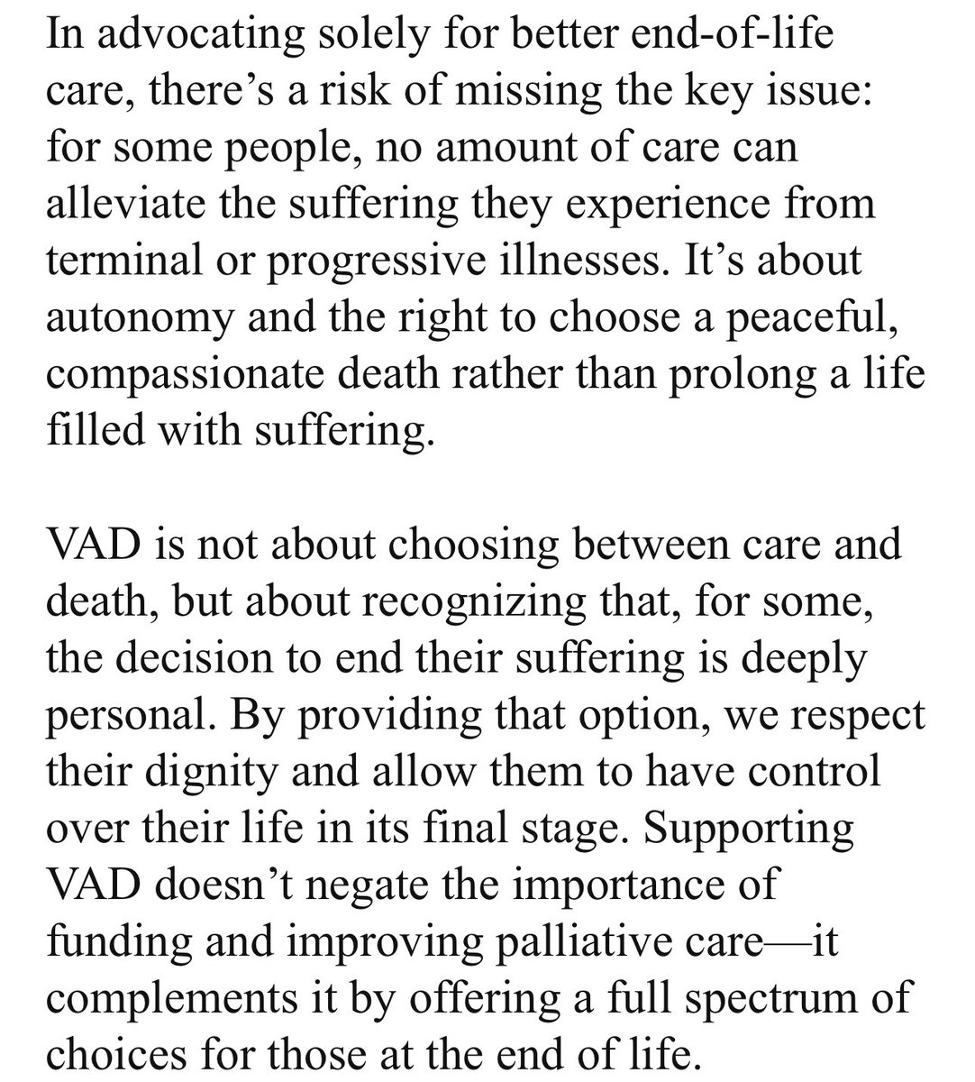 Who exactly is legislation for assisted dying for? I would say it’s for those who are needlessly suffering. So why are some people missing the key point it’s to end suffering not lengthen it!