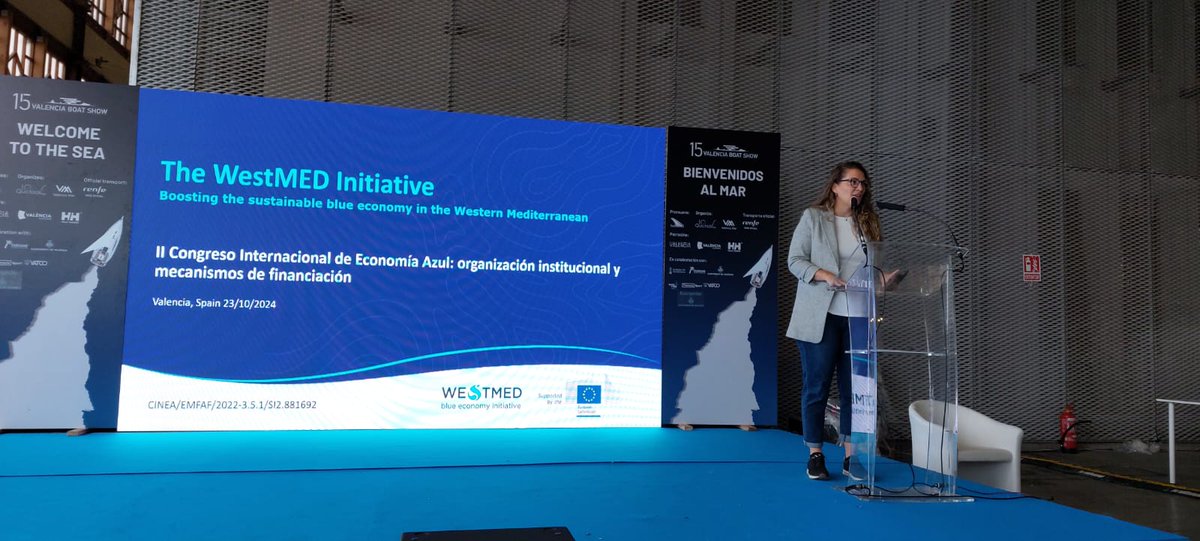 Happening today in Valencia Spain at the 'II International Congress on #BlueEconomy' - organised by the #MiguelHernándezUniversity, #UniversitatAlacant and #GeneralitatValenciana

Celia Murcia, #WestMED Assistance Mechanism coordinator, presents the added value and  results