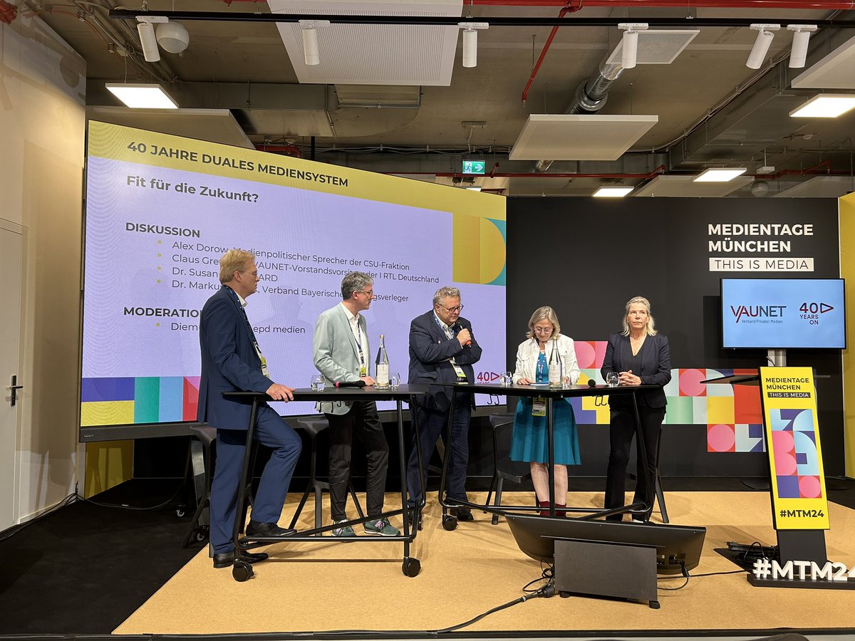 „Eine starke &amp; kräftige Zusammenlegung beim ÖRR, z.B. bei ARTE &amp; 3Sat ist das Gebot der Stunde, so MdL Alex Dorow beim VAUNET-Panel #MTM24 zur Zukunft des dualen Mediensystems #40YearsOn
