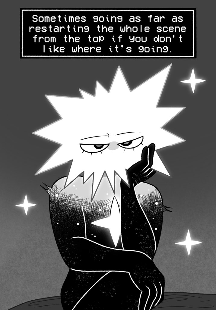 bongo_draws's tweet photo. Day 23 - Actors
(Hehe, this is dialogue I’ve been wanting to adapt since I first started the game, I’ll definitely do more after ISATober ends!) #instarsandtime #isat #isatsiffrin #isatloop https://t.co/hp9nq2MPVW