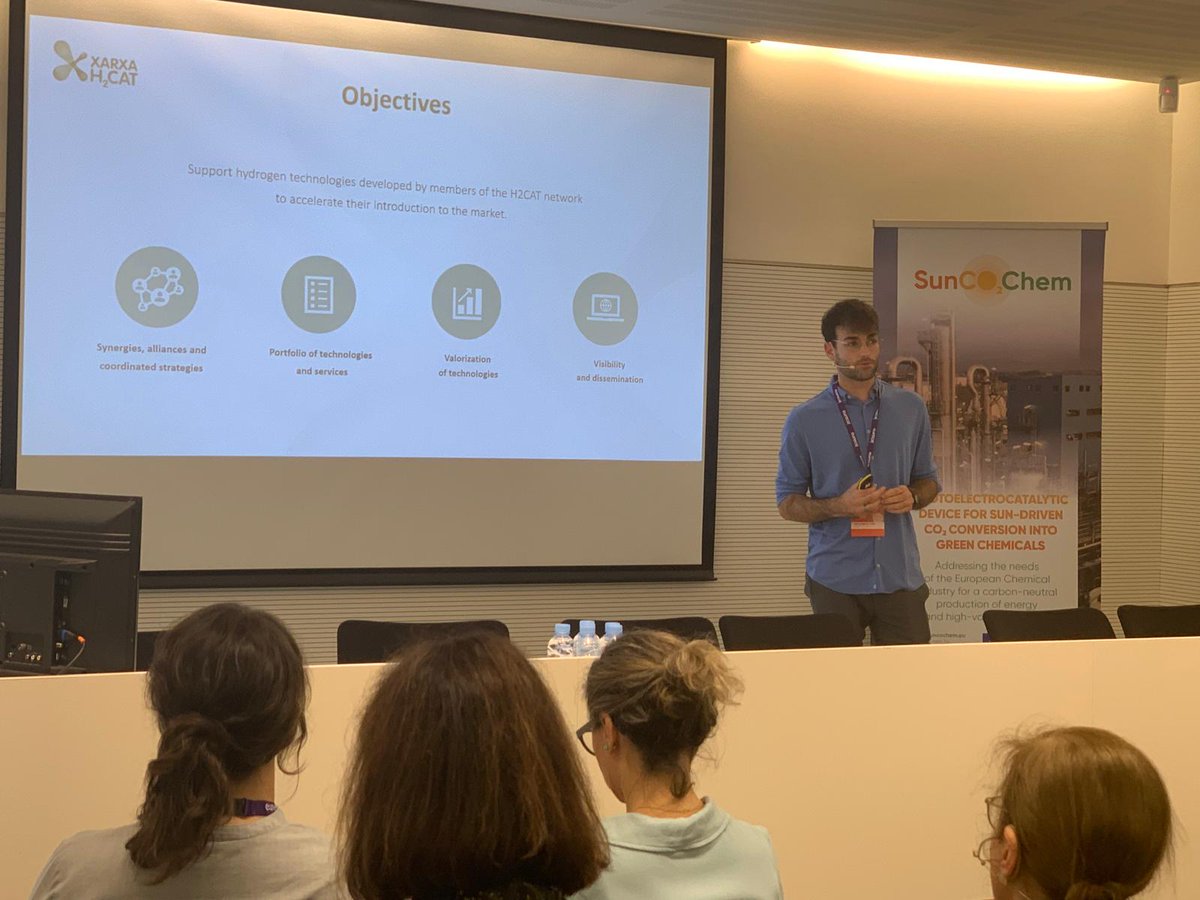 SunCoChem_EU's tweet photo. It's time for Miquel Anglada i Autet, promoter of the @xarxaH2CAT, to talk about the role of #innovation for the development of new hydrogen technologies in Catalonia. https://t.co/Nf4DG6QR7m